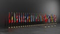 NATO Member countries flags, Flags of NATO members, NATO summit, with Finlandia, Georgia, Switzerland, Ukraine, 3D work and 3D