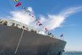 NATO warships in Ukraine. NATO naval forces in the port of Odessa. Odessa. Ukraine. 201.07.07.British warship. Signal flags