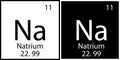 Natrium icon. Mendeleev table element. Chemical sign. White and black squares. Vector illustration. Stock image.