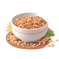 Natto in a small bowl on white background, fermented food. Japanese food