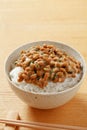 Nattofermented soy beans on rice , japanese food Royalty Free Stock Photo