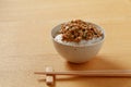 Nattofermented soy beans on rice , japanese food Royalty Free Stock Photo