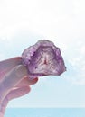 Natura amethyst slice, trinity symbol, dreams, spiritual stone, meditation, spiritual healing, chakras protection, cleanse