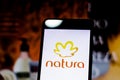 March 10, 2019, Brazil. Natura logo on the mobile device screen. It is a Brazilian company that acts in the sector of treatment