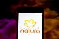 March 10, 2019, Brazil. Natura logo on the mobile device screen. It is a Brazilian company that acts in the sector of treatment