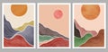 Natural abstract mountain on set. Mid century modern minimalist art print