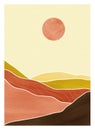 Natural abstract mountain on set. Mid century modern minimalist art print