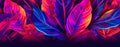 natural abstraction background banner leaves neon colors. Generative AI