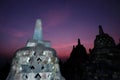 Natural amazing sunrise view at Borobudur Buddhist templ in Magelang, Central Java, Indonesia. Royalty Free Stock Photo