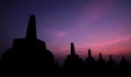 Natural amazing sunrise view at Borobudur Buddhist temple, Central Java, Indonesia. Royalty Free Stock Photo