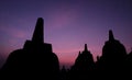 Natural amazing sunrise view at Borobudur temple, great religious architecture in Magelang, Central Java, Indonesia. Royalty Free Stock Photo