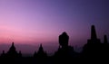 Natural amazing sunrise view at Borobudur temple, great religious architecture in Magelang, Central Java, Indonesia. Royalty Free Stock Photo