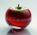 Natural apple inside a glass ball in the shape of an apple