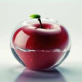 Natural apple inside a glass ball in the shape of an apple