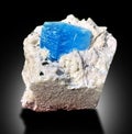 Natural Aquamarine Mineral specimen isolated on black background