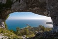 Natural arch called Ojo del Diablo in Cantabria, Spain