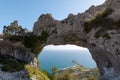 Natural arch called Ojo del Diablo in Cantabria, Spain