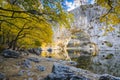 Natural arch over the river at Pont d`Arc in Ardeche Royalty Free Stock Photo