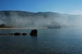 Natural Arch in Palinuro in the mornings fog Calabria Italy