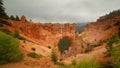 Natural arch of red sandstone found in Bryce Canyon national park under cloudy skies Royalty Free Stock Photo