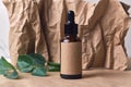 Natural aroma oil in an amber glass brown dropper bottle