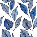 Natural backdrop botany leaf silhouettes. Aspen leaf floral vector seamless pattern.