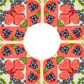 Natural background with cherries and citric fruits in seamless pattern Royalty Free Stock Photo