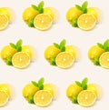 Natural background with citric fruits in seamless pattern