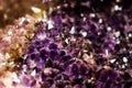 Natural background - cluster of violet amethyst crystals Royalty Free Stock Photo