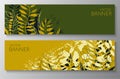 Natural background with colored leaves. Set of banners with textured dots with place for text. Modern flat design for