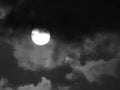 Natural background with full moon and stormy clouds in black and white Royalty Free Stock Photo