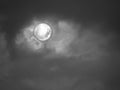 Natural background with full moon and stormy clouds in black and white Royalty Free Stock Photo