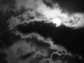 Natural background with full moon and stormy clouds in black and white Royalty Free Stock Photo