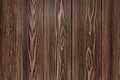 Natural background from larch boards. Textured wood surface. Dark brown color Royalty Free Stock Photo