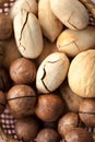 Natural background made from different types of nuts in the shell