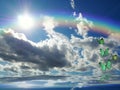 Natural background with rainbow in sea reflection Royalty Free Stock Photo