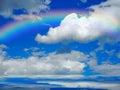 Natural background with rainbow in sea reflection Royalty Free Stock Photo