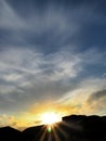 Natural background with sunset and stormy clouds in sea reflection Royalty Free Stock Photo