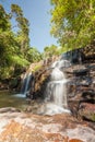 Natural background of waterfall cascade in National Park of Thai Royalty Free Stock Photo