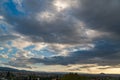 Natural backgrounds texture: stormy sky. Thunderclouds. Storm clouds before the storm. Dark grey