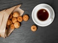 Natural baked coconut cookies or cocoanut macaroons with coco chips