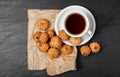 Natural baked coconut cookies or cocoanut macaroons with coco chips