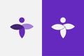 Natural balance person and leaf concept purple logo