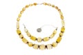 Amber jewelry necklace, bijouterie. Cut out image on a white background. Royalty Free Stock Photo