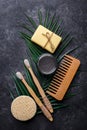 Natural bamboo tooth brushes and black dental powder