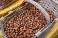 A natural basket of Piedmont hazelnuts named Tonda Gentile