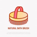 Natural bath brush thin line icon. Modern vector for body care