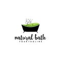 natural bath leaf and bathtub vector logo design Royalty Free Stock Photo