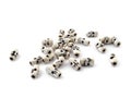 Natural beads skull from carved bone on white background Royalty Free Stock Photo