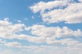 Natural beautiful abstract scenic azure blue sky with white cumulus clouds background on bright sunny summer day. Nature Royalty Free Stock Photo